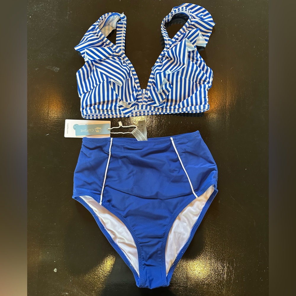 Striped Blue Bikini Set